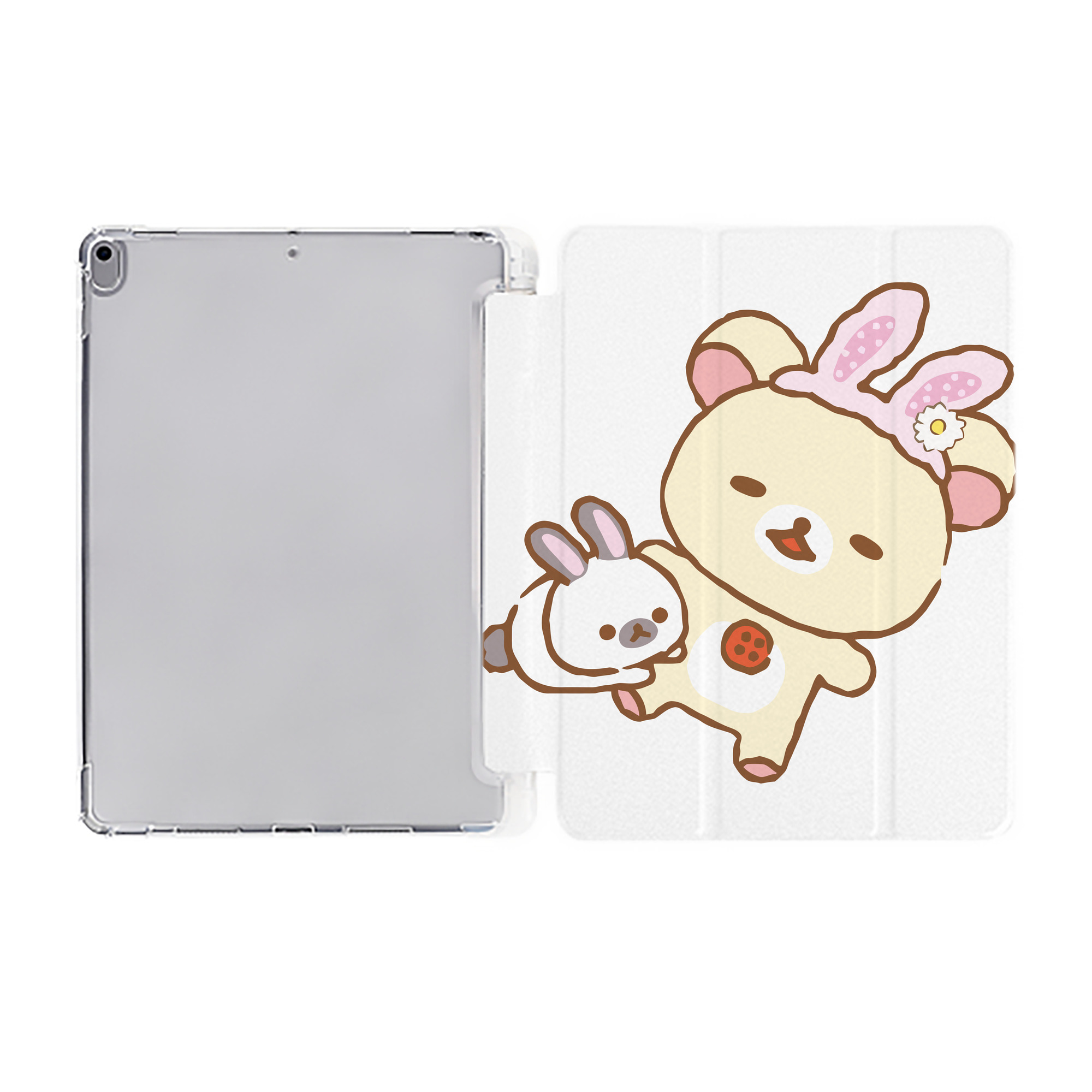 （画像用） リラックマ リラックマ キイロイトリ Rilakkuma Korilakkuma Kiiroitori IPad ケース ペン収納付き 三つ折りスタンド PUレザー×シリコン 対応機種9.5/10.5/10.9インチ